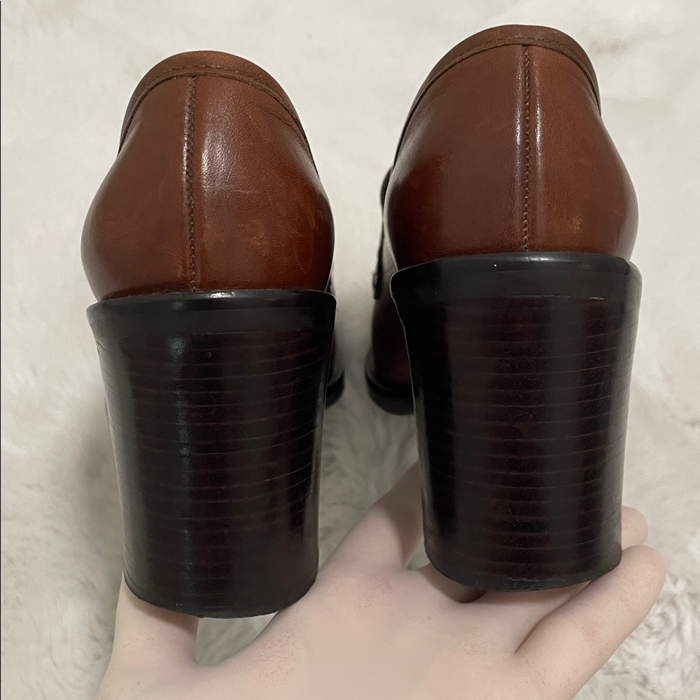 Vintage 90s Nine West Jenkins Brown Leather Chunky Heel Shoes Size 6M - Picture 8 of 14